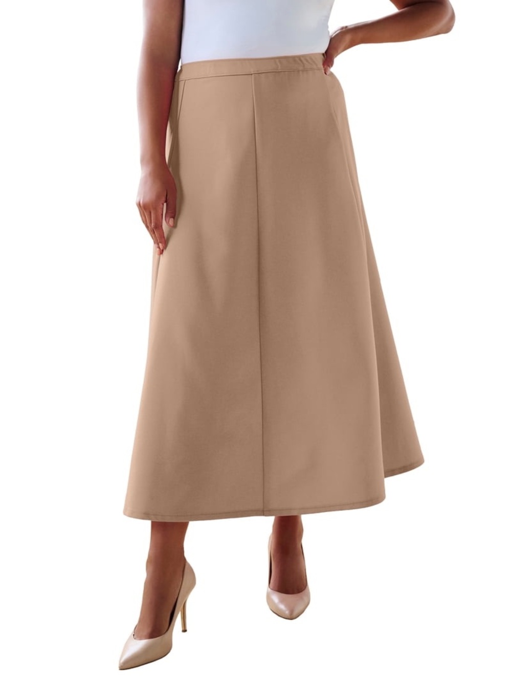 Bend over Womens Plus Size 28W Tan A Line Midi Skirt Stretch Minimalist Office